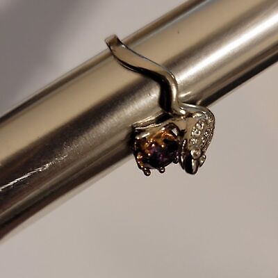 Silver Tone Frog Holding Crown Ring