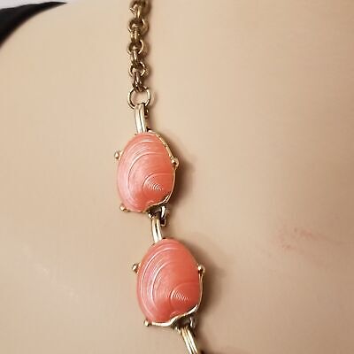 Vintage Coral Color Shell Necklace