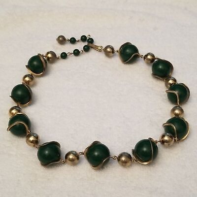 Vintage Green & Gold Tone Necklace
