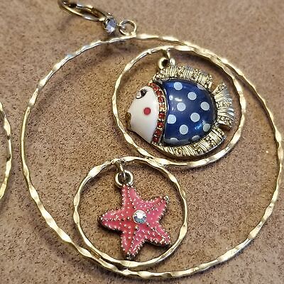 Gold Tone Fish Hoop Earrings