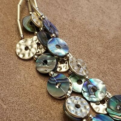 Abalone Disk Bead Multi Strand Necklace