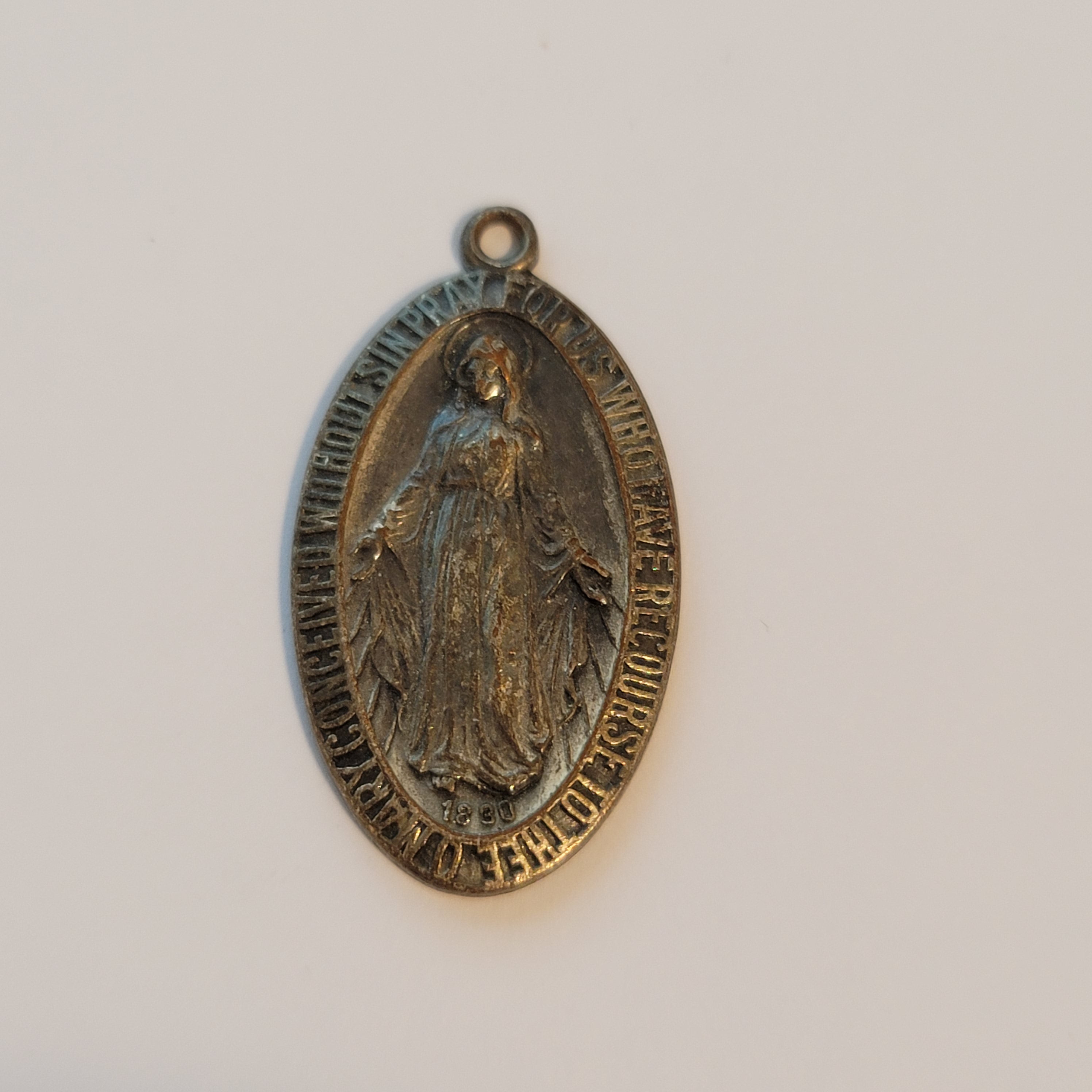 Oval Mary Prayer Pendant Charm