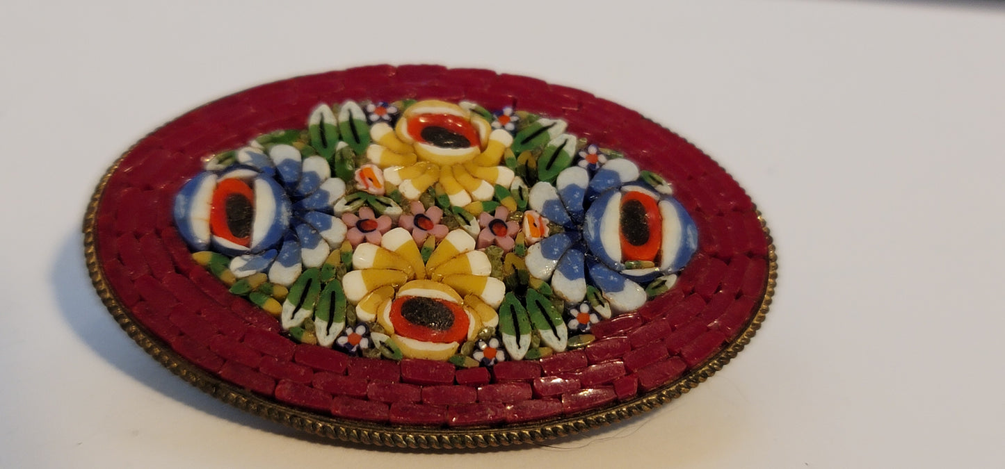 Vintage Italian Mosaic Brooch