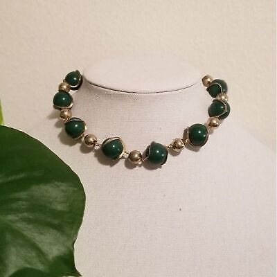 Vintage Green & Gold Tone Necklace