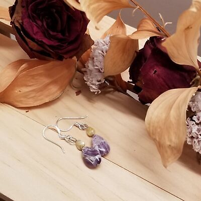 Handmade Amethyst Sapphire Bead Earrings