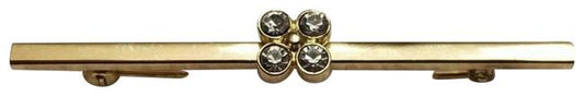 Gold Vintage Tone Rhinestone Bar Brooch