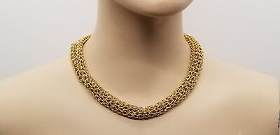 Gold Tone Rolled Mesh Necklace