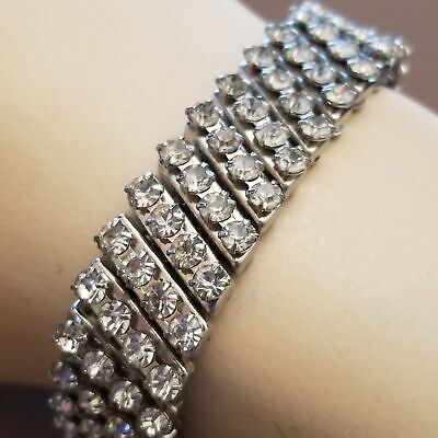 Silver Rhinestone Accordion Bracelet