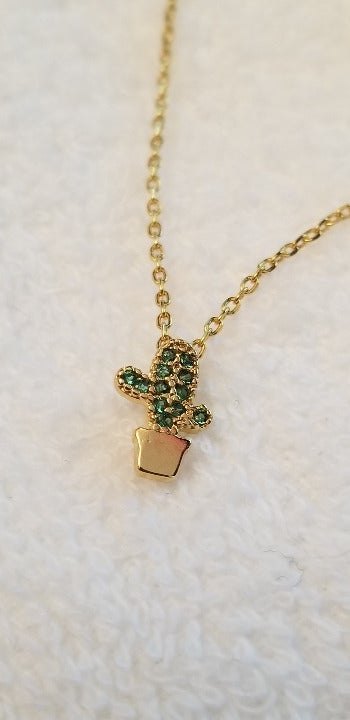 Tiny Cactus Charm Necklace
