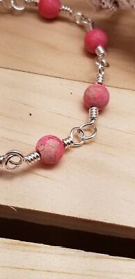 Handmade Pink & Silver Chain Bracelet