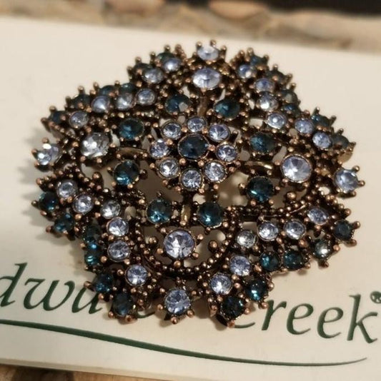 Rhinestone Tonal Flower Pin Brooch