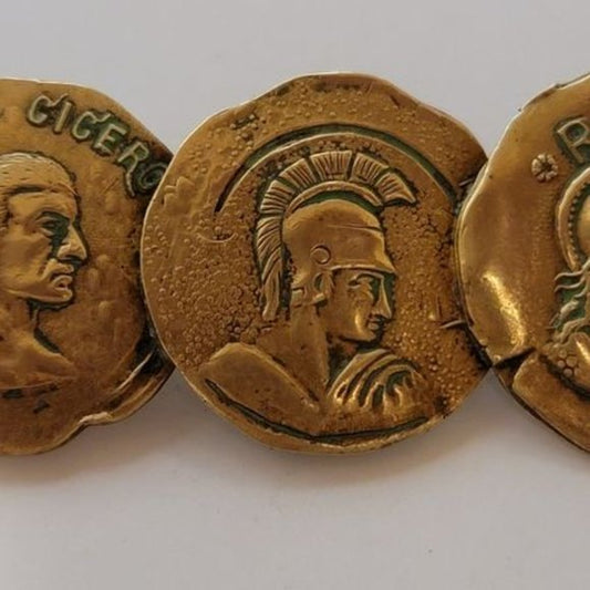 Vintage ROMA Copper Coin Brooch
