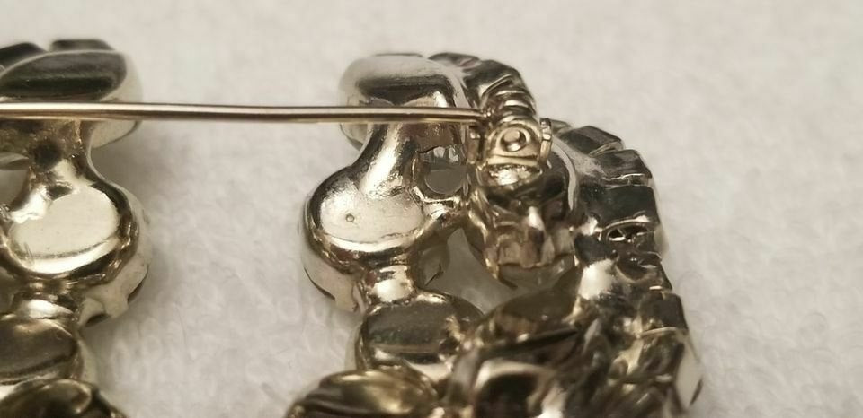 Vintage Silver Tone Rhinestone Wreath Brooch