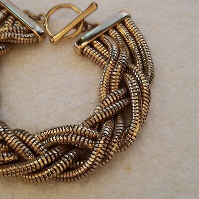 Gold Tone Braided Chain Bracelet