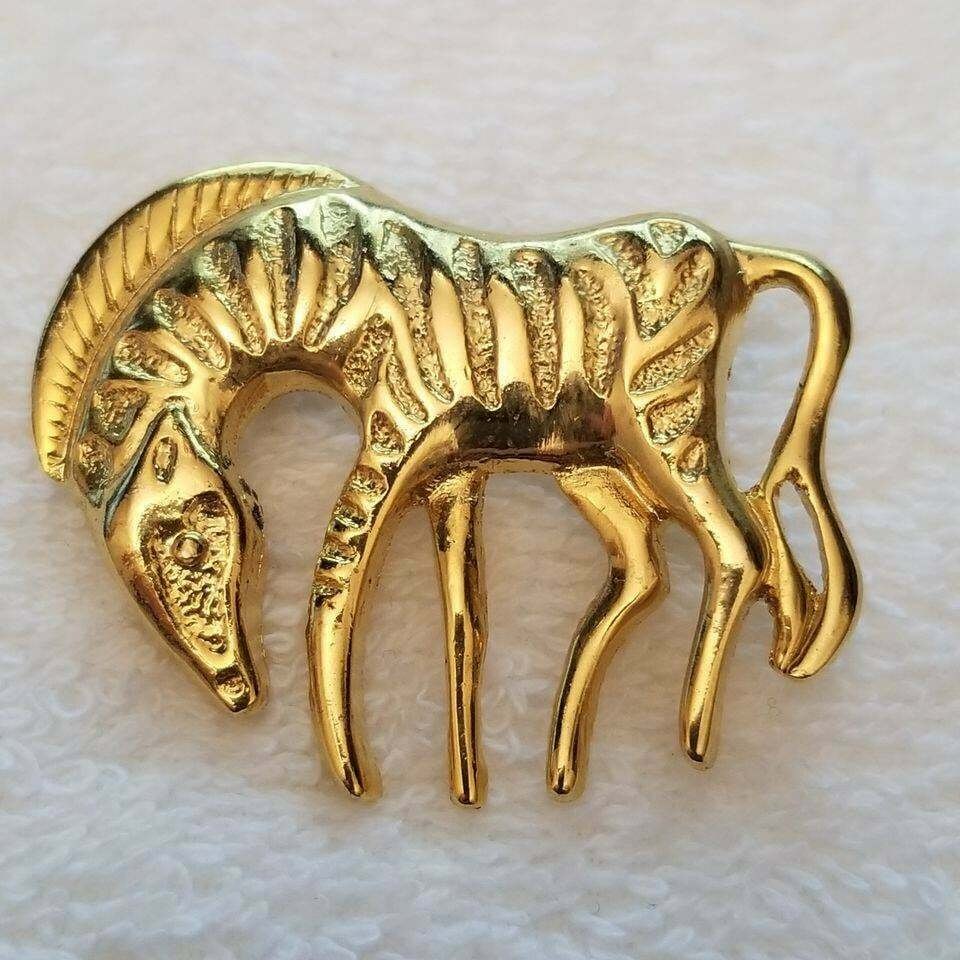 Gold Tone Zebra Brooch