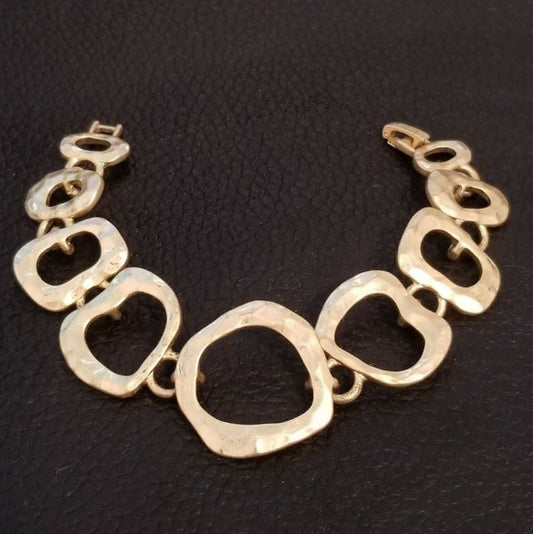 Gold Tone Lia Sophia Hammered Matte Graduated Link Bracelet