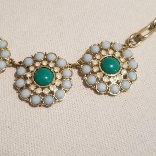 Green Gold Tone Statement Necklace