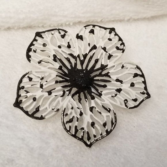 Black & White Flower Brooch