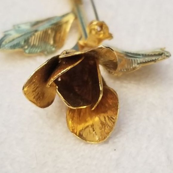 Gold Color Rose Brooch