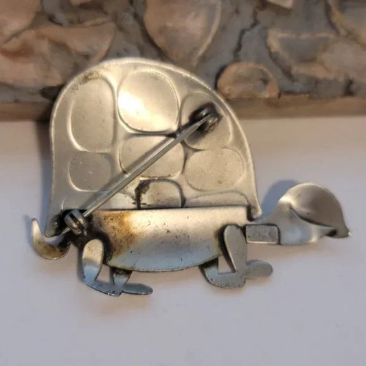 Vintage Sterling Turtle Brooch