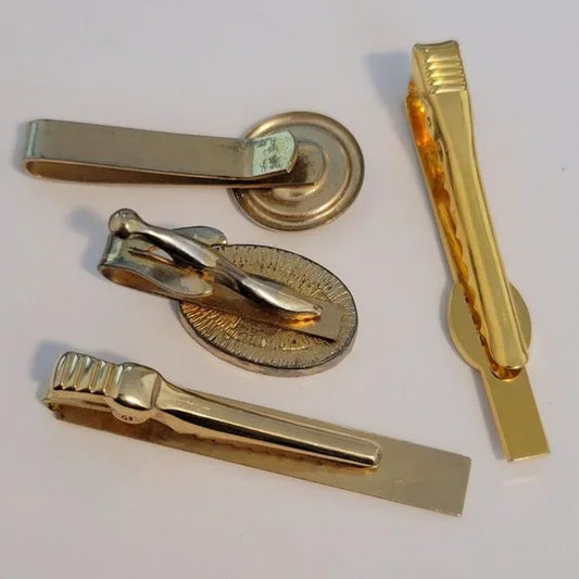 4 Gold Tone Tie Clips, No Cufflinks