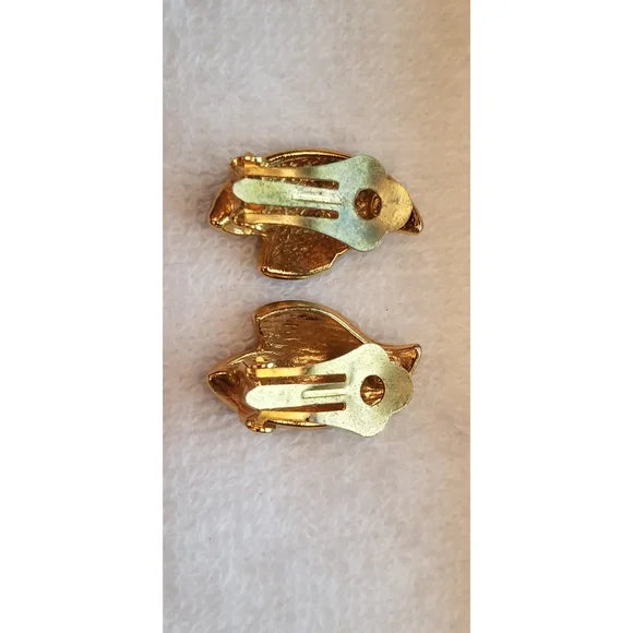 Blue Enamel Gold Tone Earrings