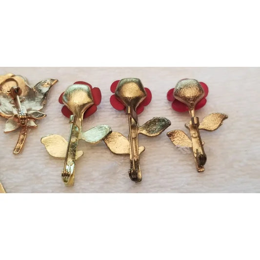 Lot of 5 Rose Brooches