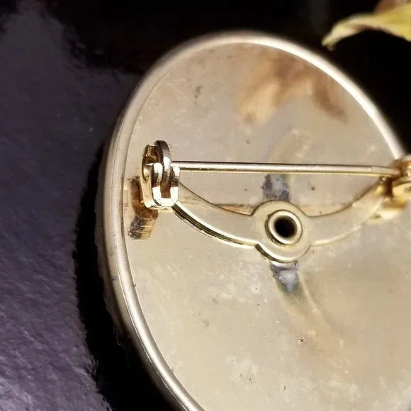 Vintage Cross Stitch Rose Cameo Brooch