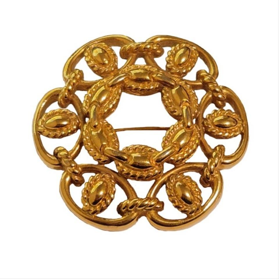 Gold Tone Chain Link Design Brooch