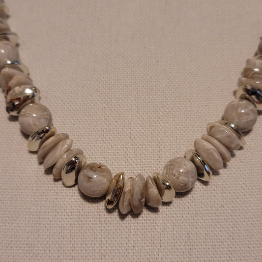 Gray and Silver Bead Necklace