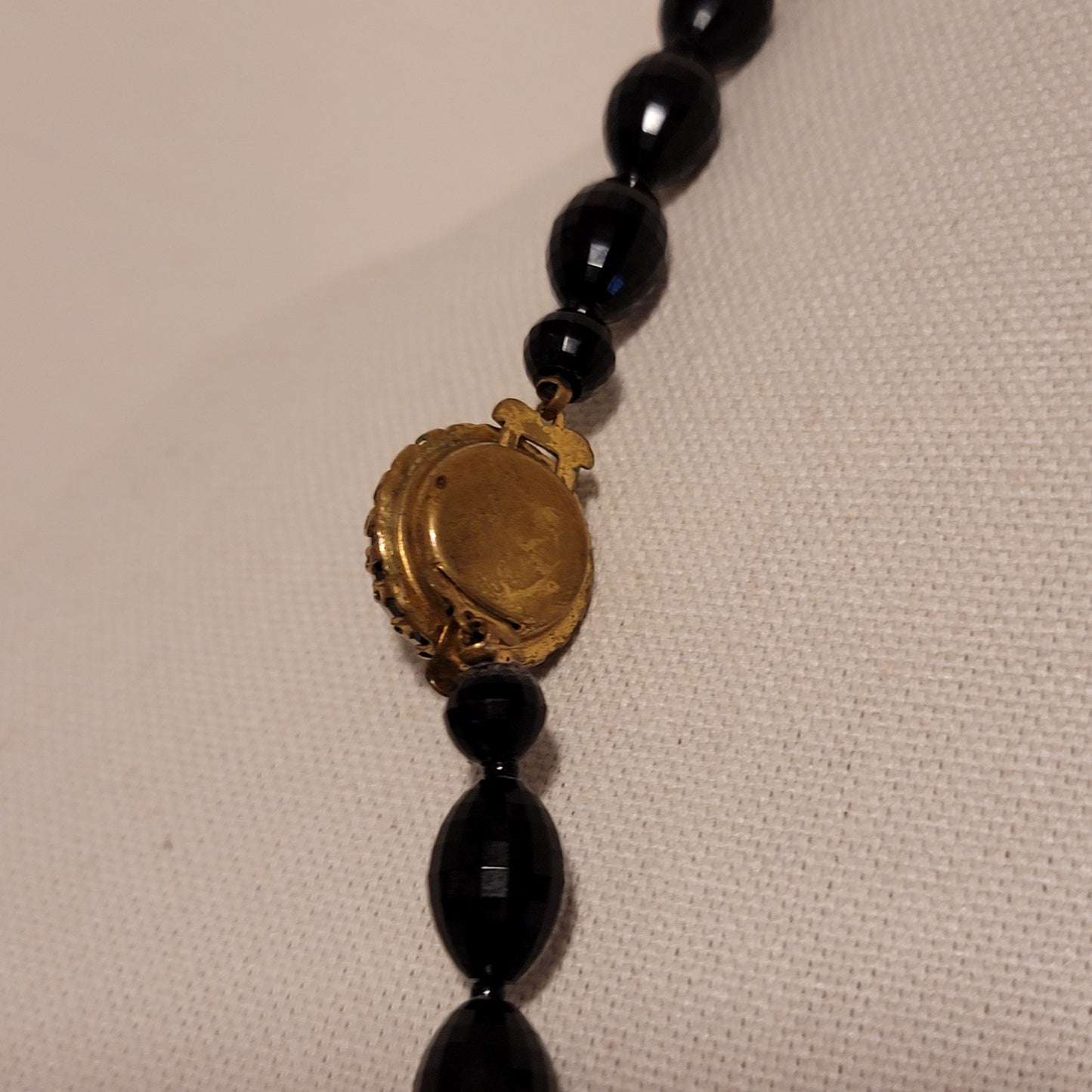 Vintage Black Faceted Bead Necklace
