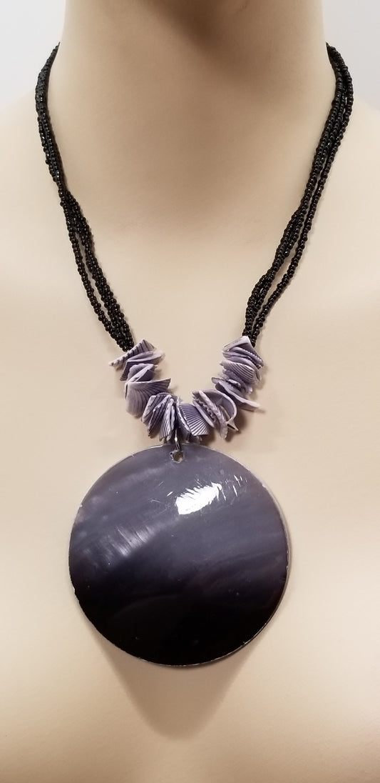 Black & Gray Shell Beaded Necklace