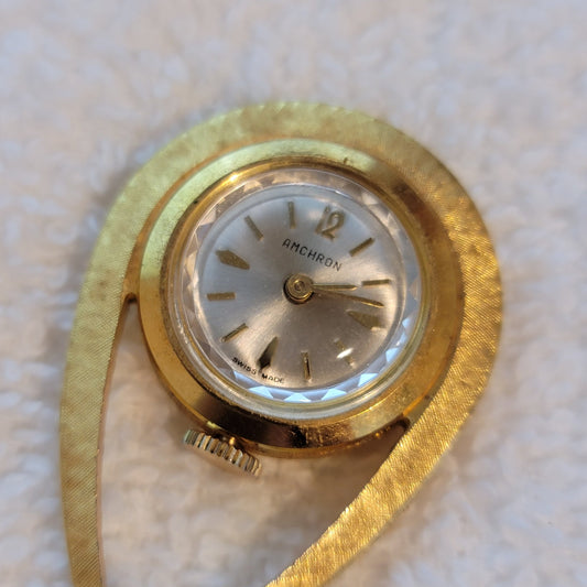 AMCHRON Gold Tone Pendant Watch