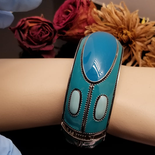 Blue Enamel Hinged Bracelet