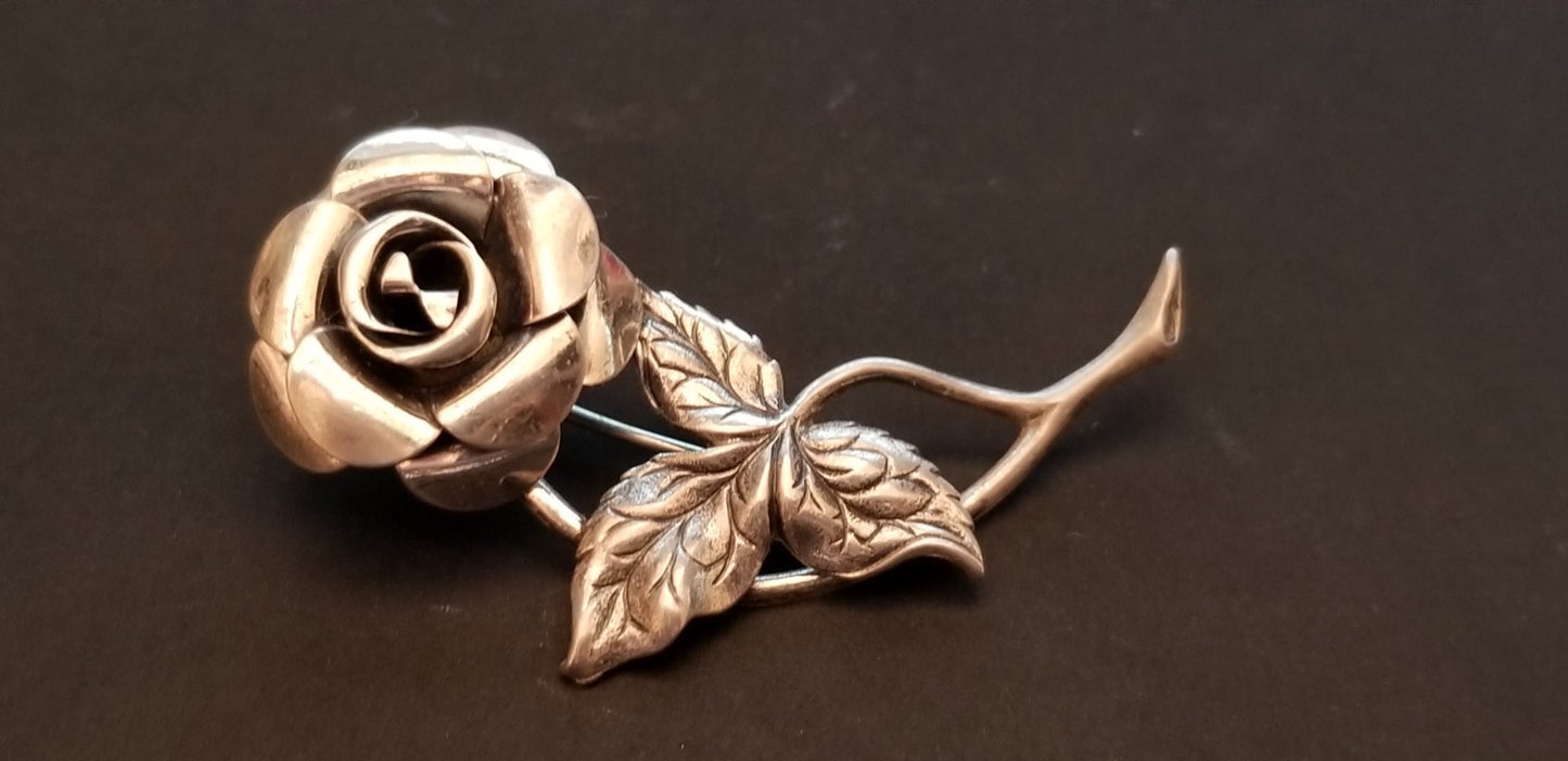 Vintage Beau Sterling Rose Brooch