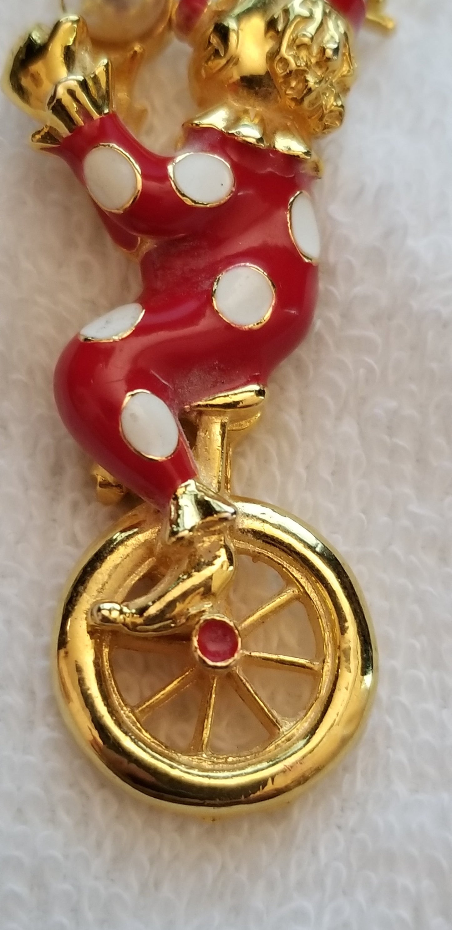 Vintage Juggling Clown On Tricycle Brooch