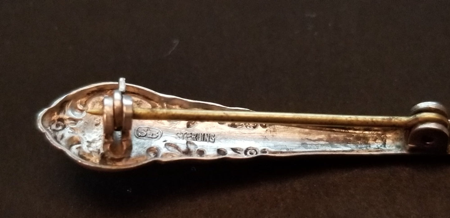 Vintage SB Sterling Salt Spoon Brooch