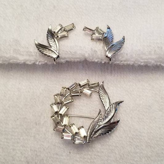 Vintage TK Tru-Kay Sterling Brooch And Earring Set