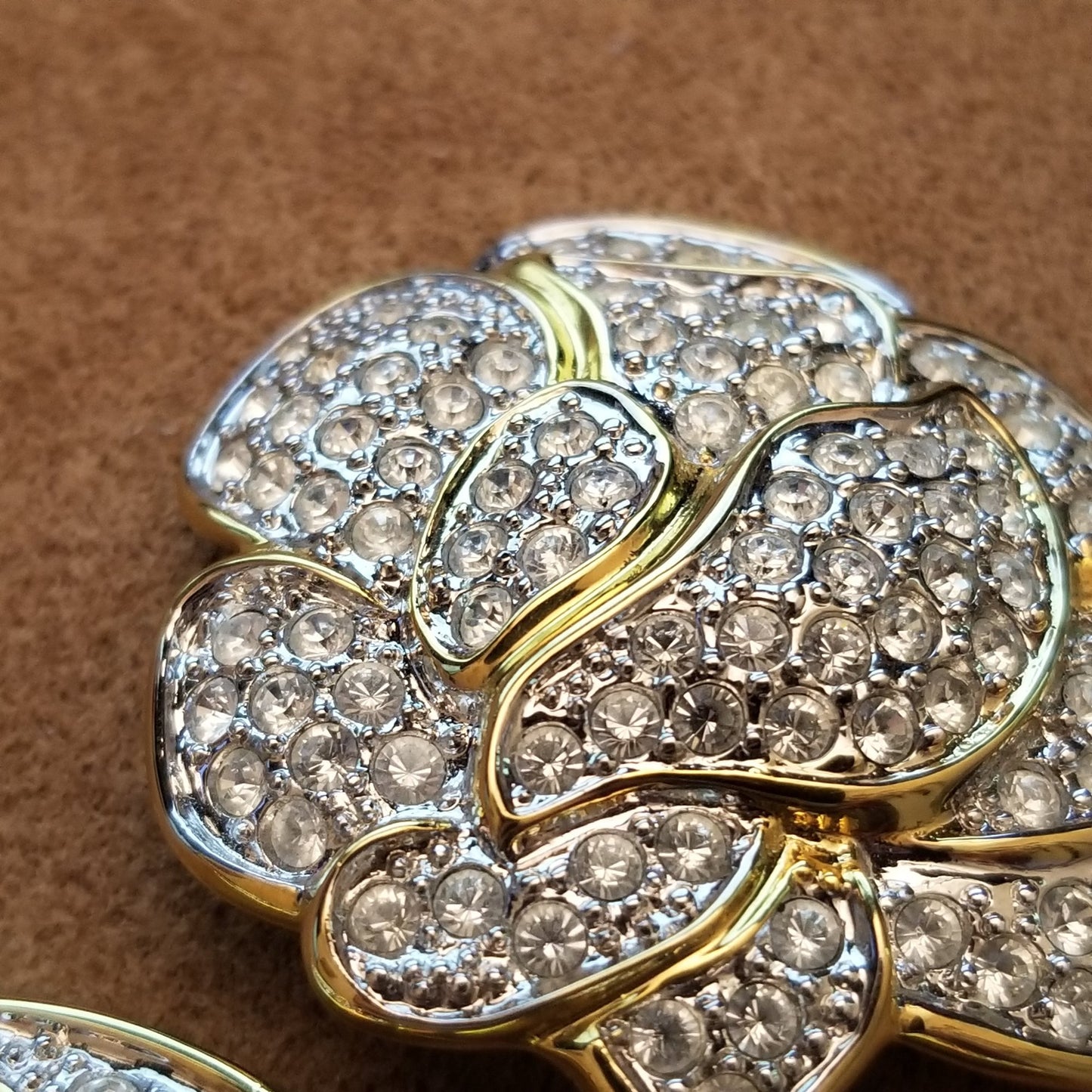 Vintage Nolan Miller Rhinestone Rose Brooch