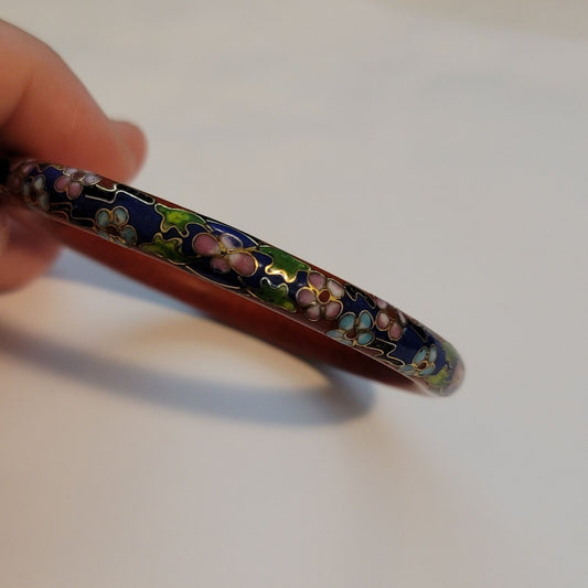 Vintage Red Cloisonné Bangle Bracelet