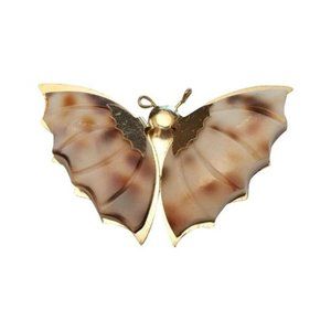 Vintage Spotted Conch Shell Butterfly Brooch