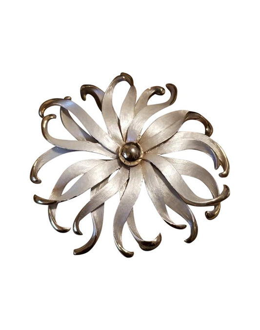 Vintage Silver and Gold Tone Flower Brooch