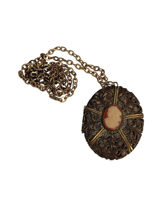 Vintage Cameo Locket Necklace
