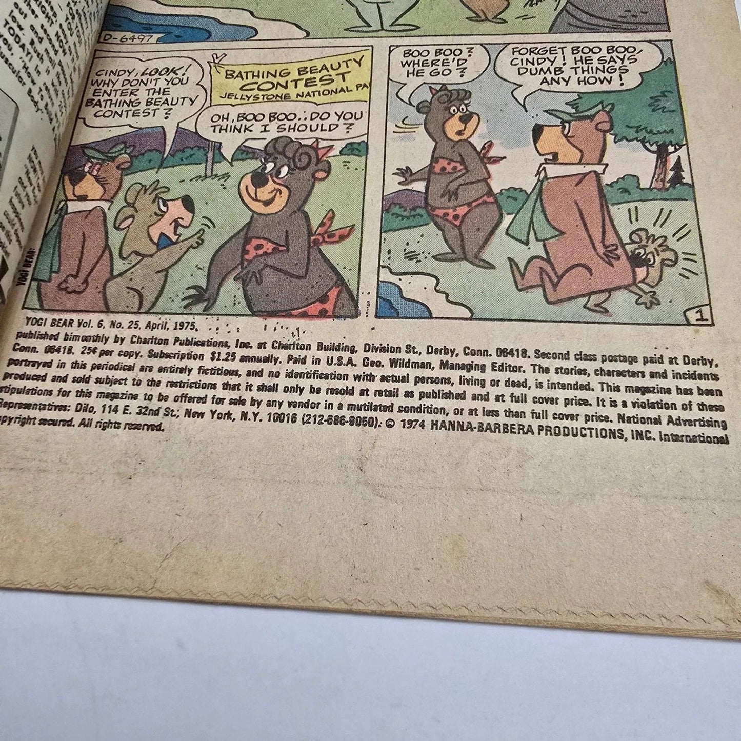 Yogi Bear #25 Charlton Comics 1975 Hanna-Barbera Vintage Comic