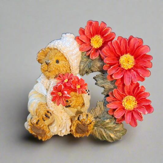 Vintage Bear Flower Brooch