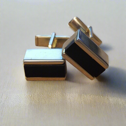 Vintage Faux Onyx Rectangular Cufflinks