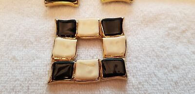 Vintage Enamel 3 Pcs Brooch and Earrings Set