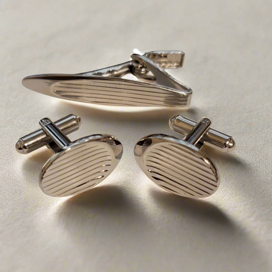 Vintage EMJ (Emmons) Silver Tone Cufflinks