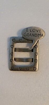 Grey Vintage I Love Grandma Picture Frame Brooch