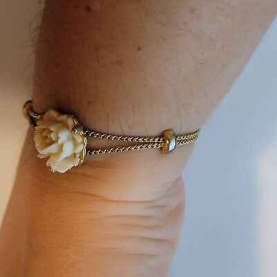 Vintage Goldette Rose Slider Bracelet